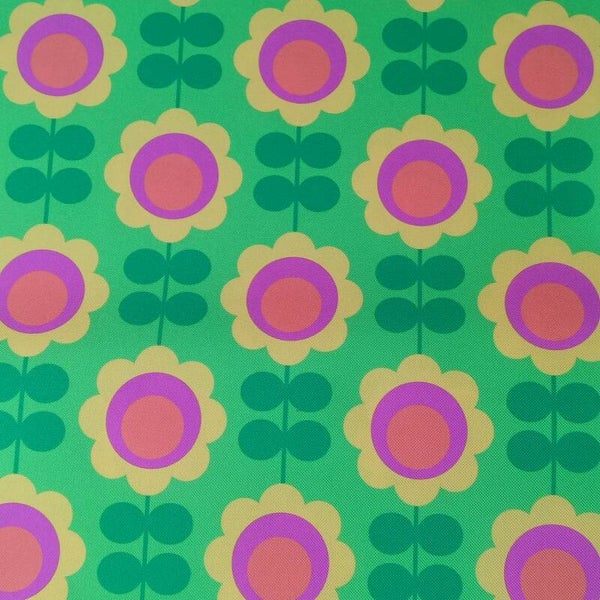 Outdoorstoff Retroflower grüngrün (171) 100% Polyester 15,80/m