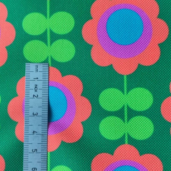 Outdoorstoff Retroflower dunkelgrün (170) 100% Polyester 15,80/m