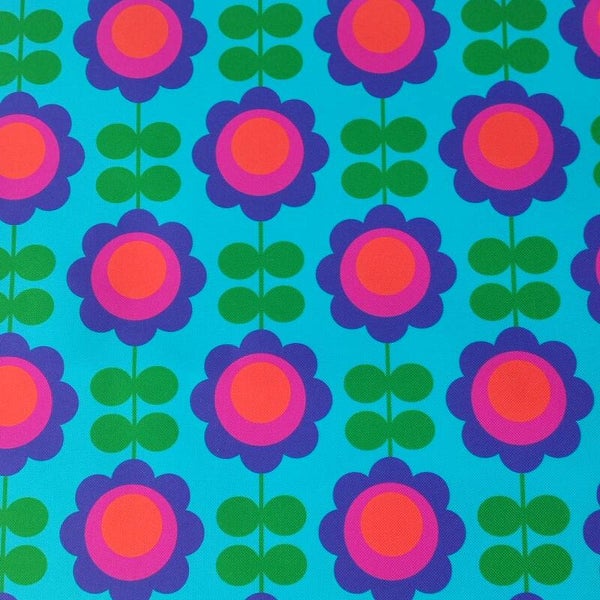 Outdoorstoff Retroflower blaulila (168) 100% Polyester 15,80/m