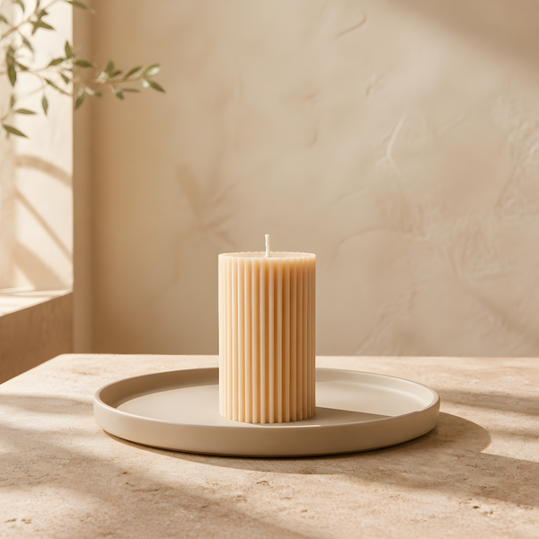 Chandelle pilier striée – Élégance minimaliste