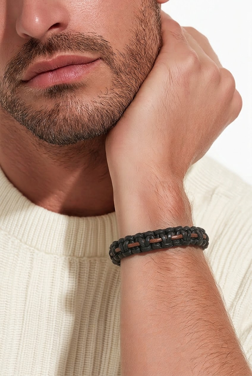 Bracelet de cuir - ligne brune