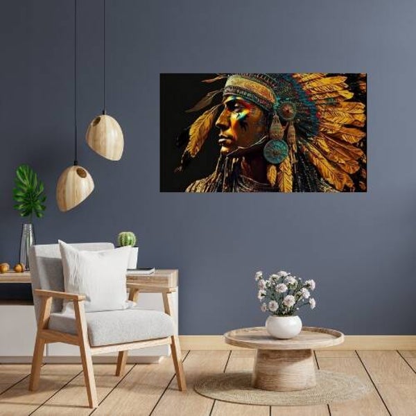 Apache Warrior Portrait Horizontal Framed Poster