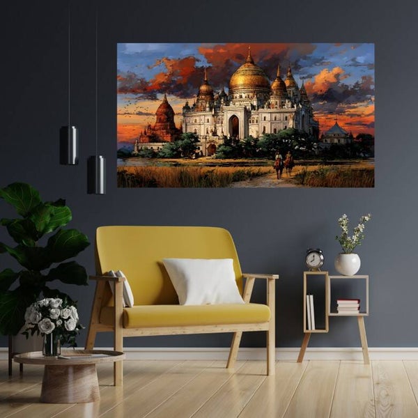 Bagan at Sunset Myanmar's Golden Temple City Horizontal Downloadable Print Poster