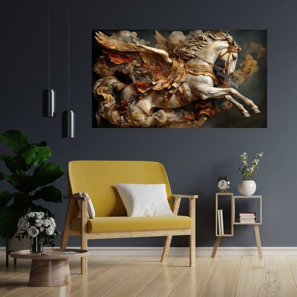 Celestial Pegasus The Golden-Winged Steed Downloadable Horizontal Print