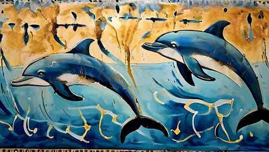 Dolphins Fresco Minoan Art Horizontal Downloadable Print