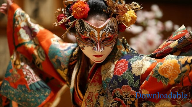 Uzume Kabuki Theater Style Dance Goddess Horizontal Downloadable Poster