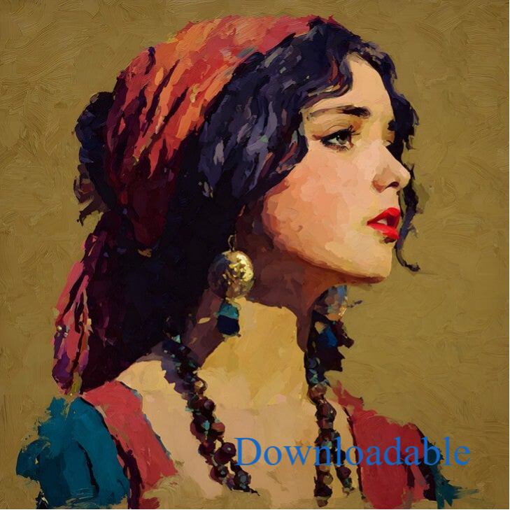 Gitane Girl Portrait Square Downloadable Poster Print