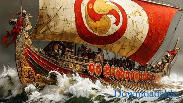 Thunder of the North Viking Conquest at Sea Horizontal Downloadable Print