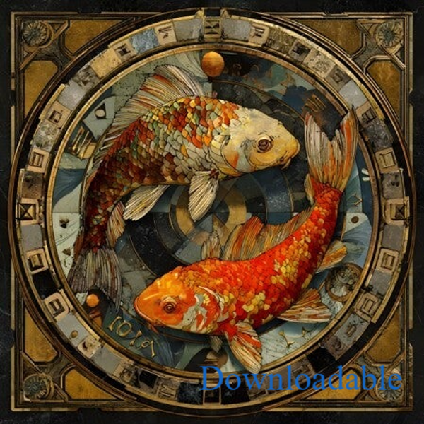 Pisces Astrological Sign Square Downloadable Print