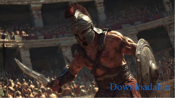 The Gladiator's Stand Defiance in Ancient Rome Horizontal Downloadable Print
