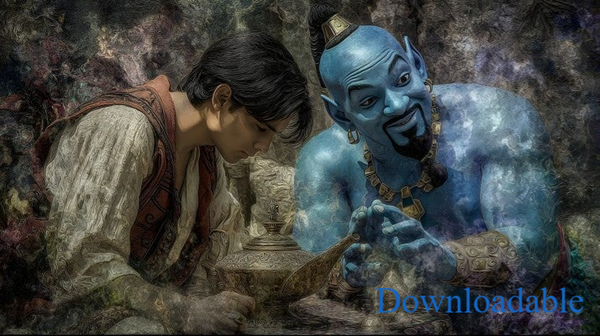 Aladdin and the Genie A Tale from 1001 Nights Horizontal Downloadable Print