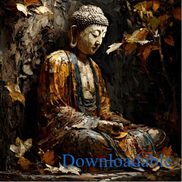 Buddha Meditating in Temple Square Downloadable Poster