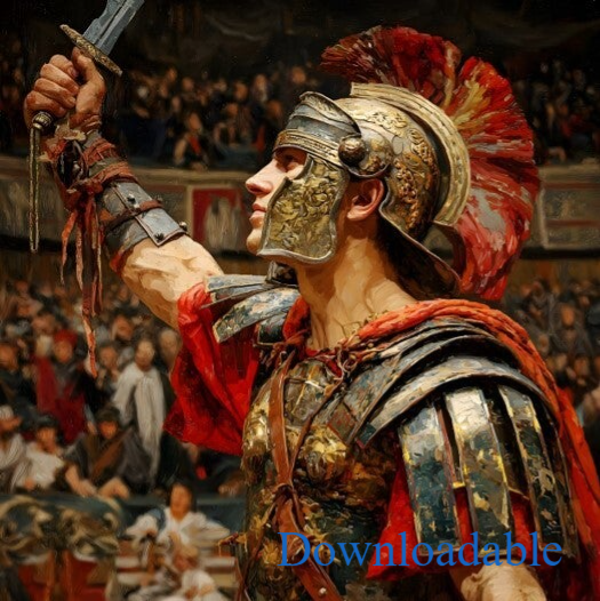 Victorious Roman Gladiator in Colosseum Downloadable Print
