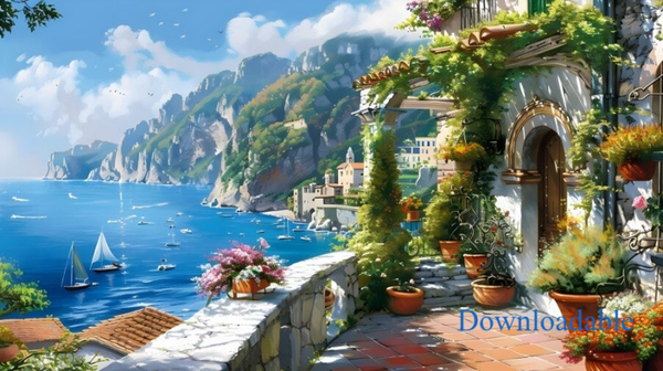 Italian Riviera Coastal Perfection Unveiled Horizontal Downloadable Print