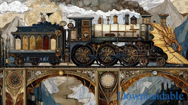 Dragon Steampunk Express Horizontal Downloadable Print