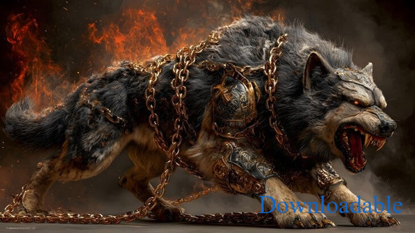 Savage Majesty The Epic Great Fenrir Viking Wolf Horizontal Poster Print