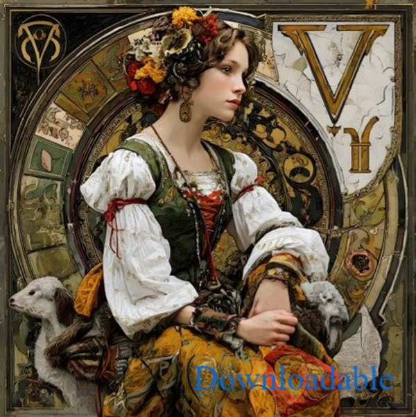 Virgo the Virgin Astrological Zodiac Sign Square Downloadable Print