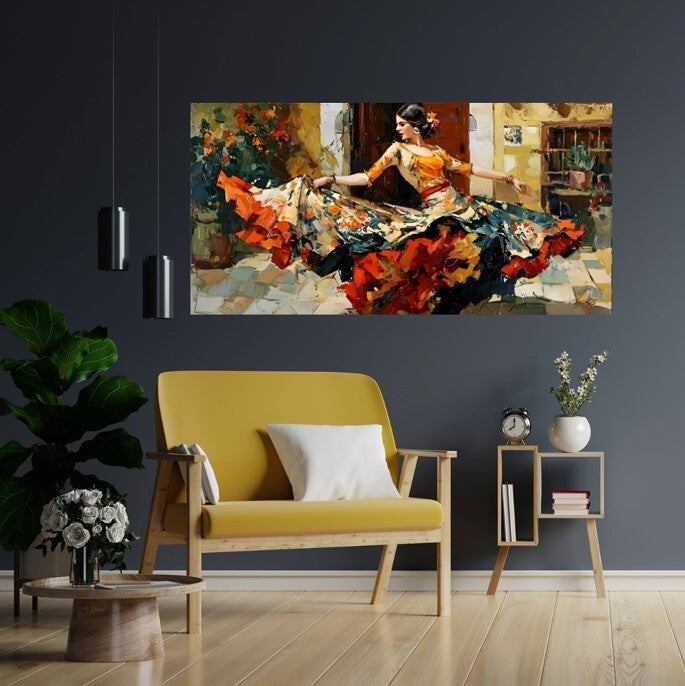 Sevillana Gitane Dancing Flamenco Horizontal Downloadable Poster