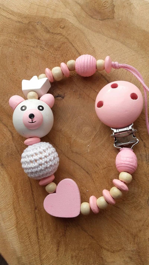 Attache sucette rose"ours"