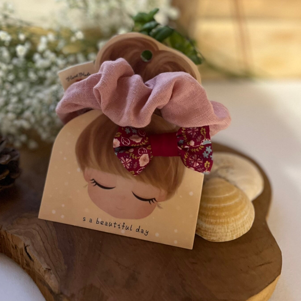 Duo barrette chouchou « Rose »