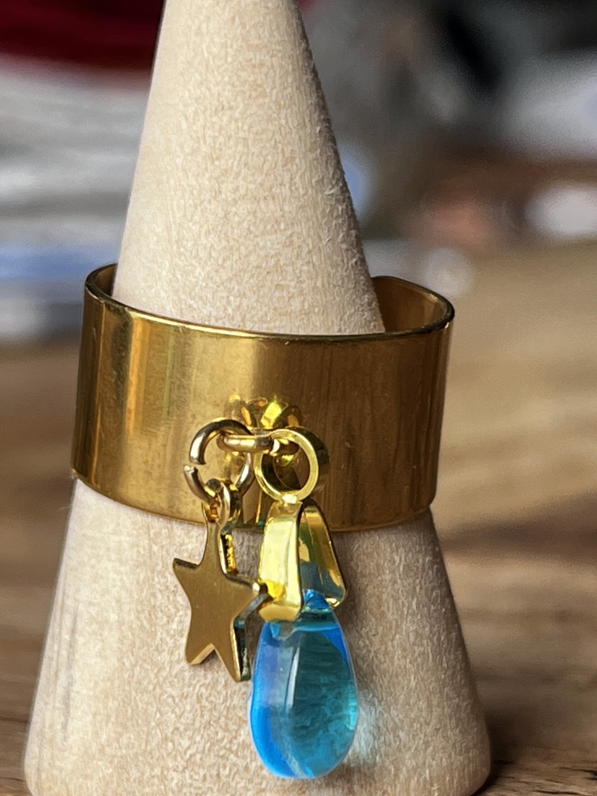 Bague breloques "Goutte de rosée"