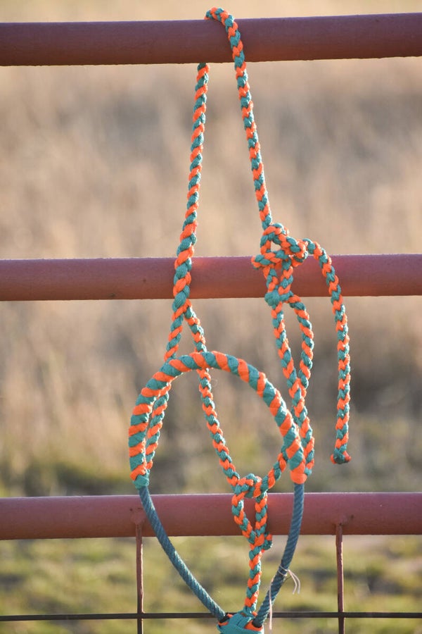 Teal + Orange Braided Noseband