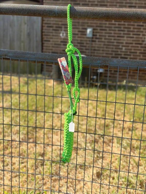RTS: Lime Green Leather& Muletape Halter
