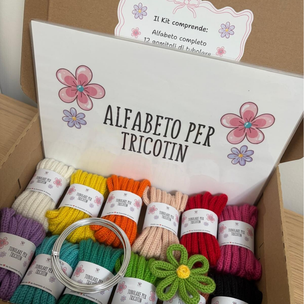 Kit Completo per Tricotin – Alfabeto Plastificato, Tubolare e Filo Metallico