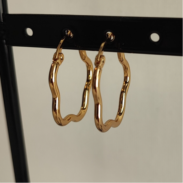 Oorbellen open bloem - Stainless Steel - Goud