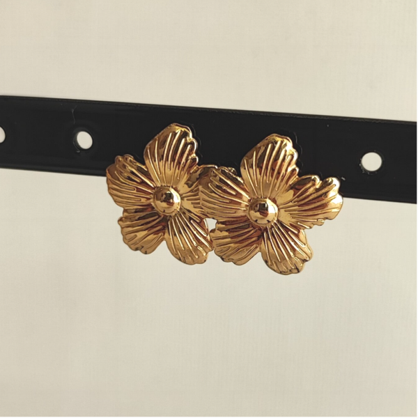Oorbellen bloem - Stainless Steel - Goud