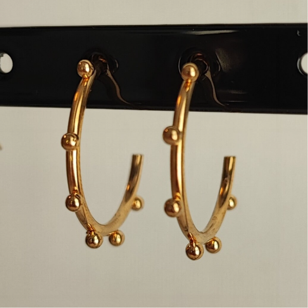 Oorbellen ringen met bolletjes - Stainless Steel - Zilver/Goud