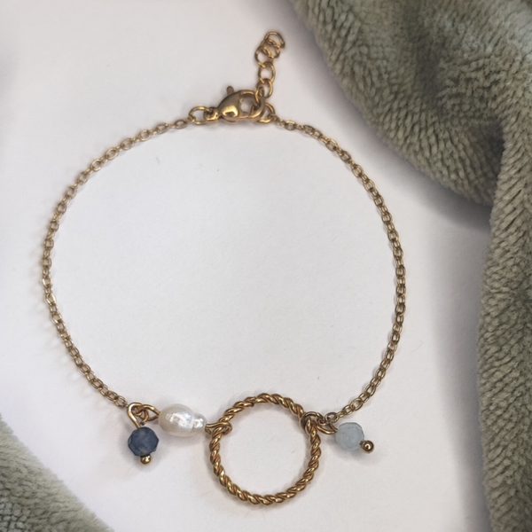 Armband twisted loop - Stainless Steel - Gemstones - Goud/Zilver