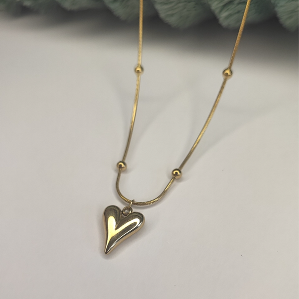 Ketting hartje met bolletjes | Stainless Steel | Goud