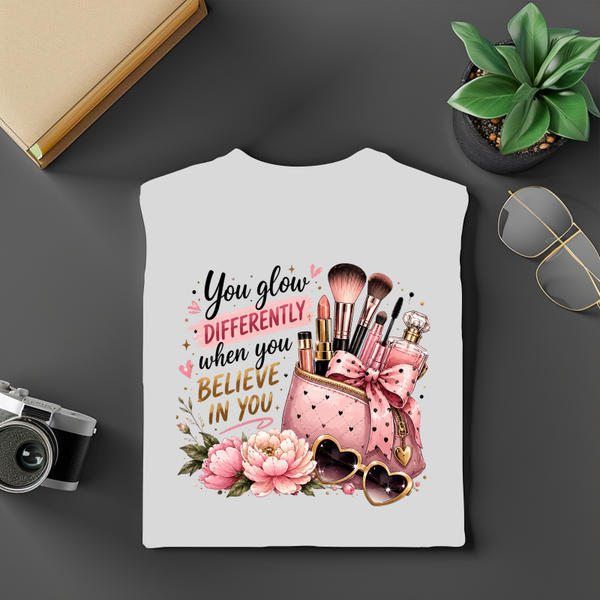 You Glow Differently T-Shirt, Inspirational Makeup Lover Shirt, Self Love Graphic Tee