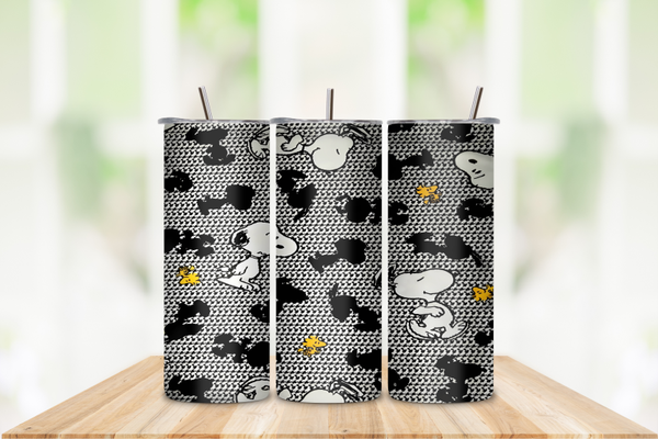 20 oz Snoopy & Woodstock Inspired Houndstooth Skinny Tumbler
