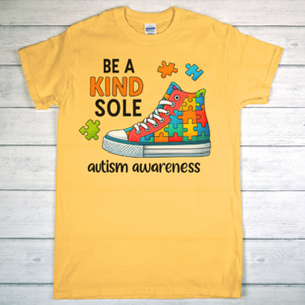 Be a Kind Sole T-Shirt – Autism Awareness Puzzle Sneaker Graphic Tee