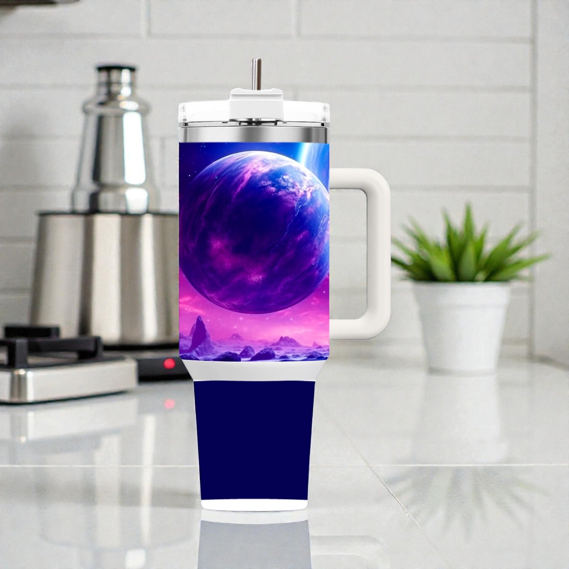 Galaxy Planet 40 oz Insulated Tumbler with Handle – Cosmic Space Design