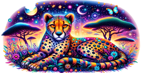 16 oz Cheetah Glass Can UV DTF Print, Colorful Galaxy Wildlife Cup Transfer Wrap