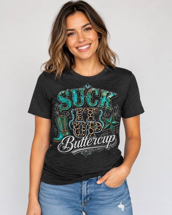 Western Turquoise Leopard Print Graphic T-Shirt