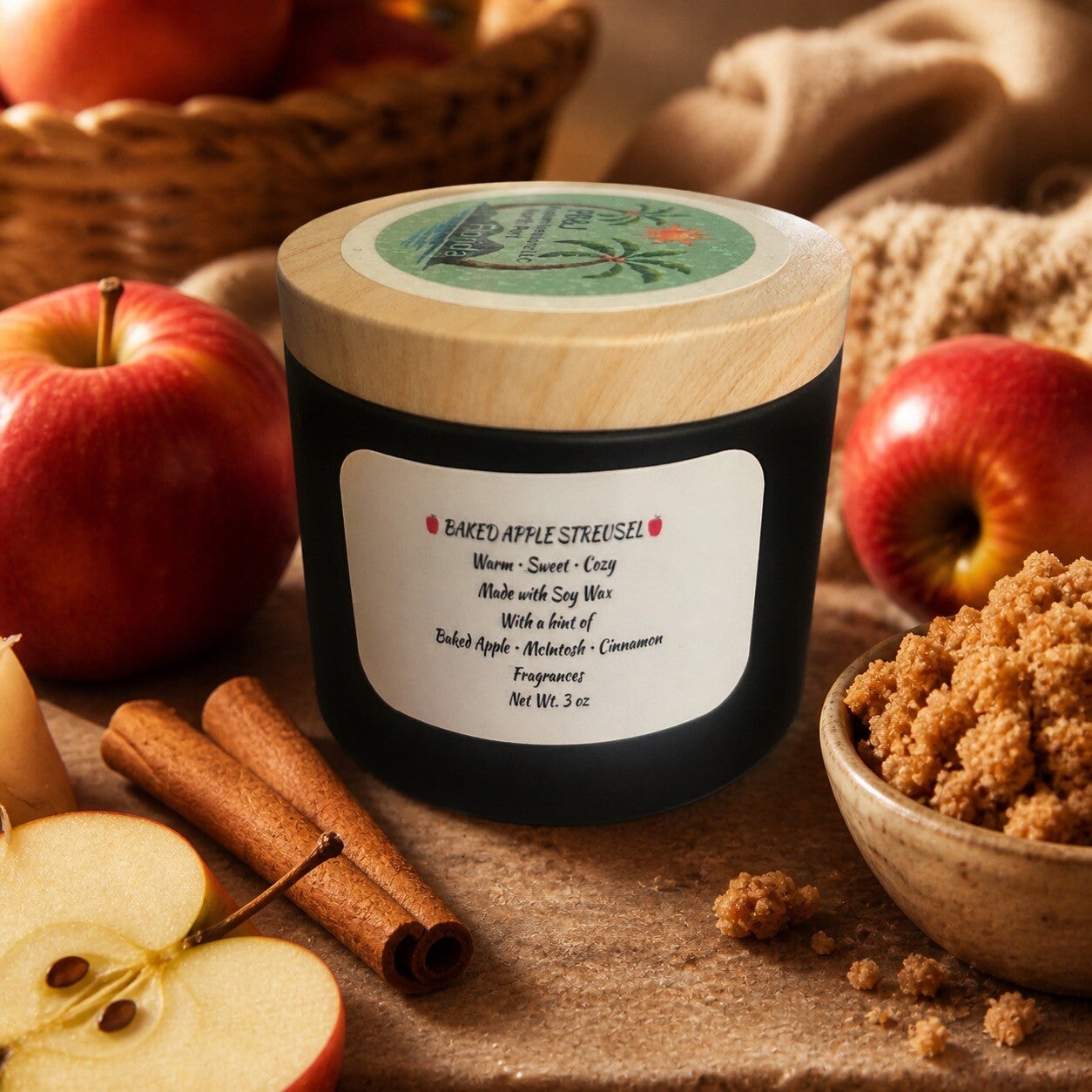 Baked Apple Streusel Soy Candle – 3 oz