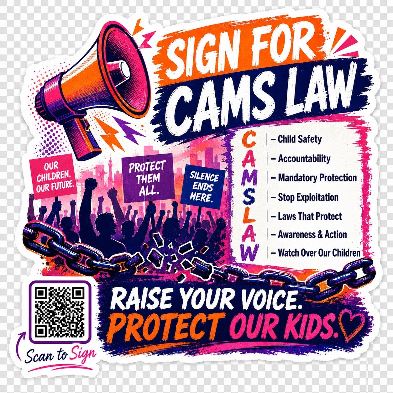 Sign for Cams Law Car Sticker – Raise Your Voice, Protect Our Kids