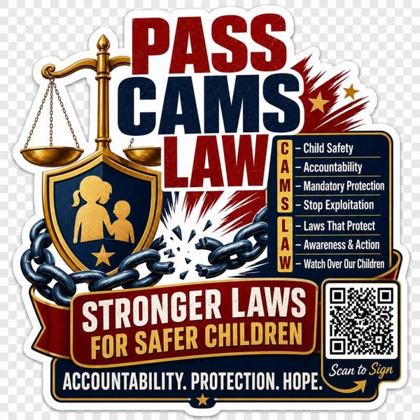 Pass Cams Law Car Sticker – Stronger Laws for Safer Children