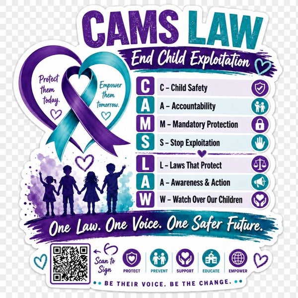 Cams Law Car Sticker – One Law, One Voice, One Safer Future