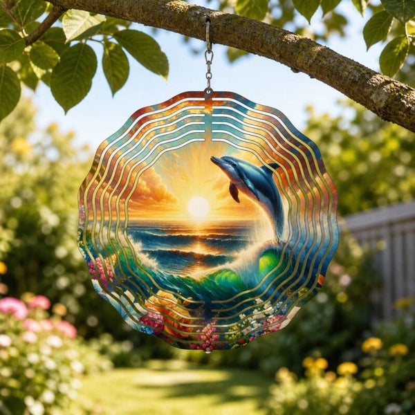 Dolphin Sunset 8" Wind Spinner