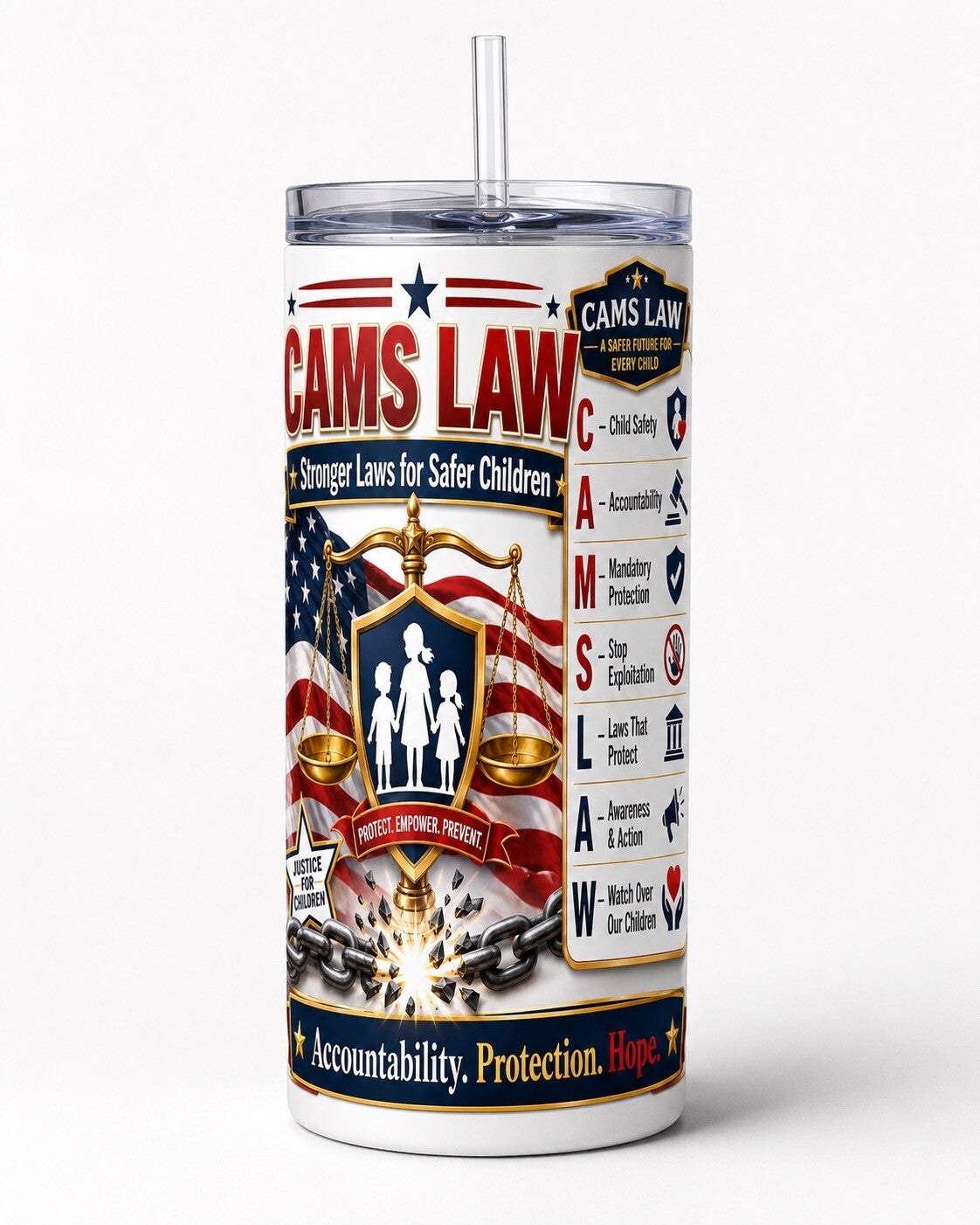 Cams Law 20 oz Tumbler – Stronger Laws for Safer Children