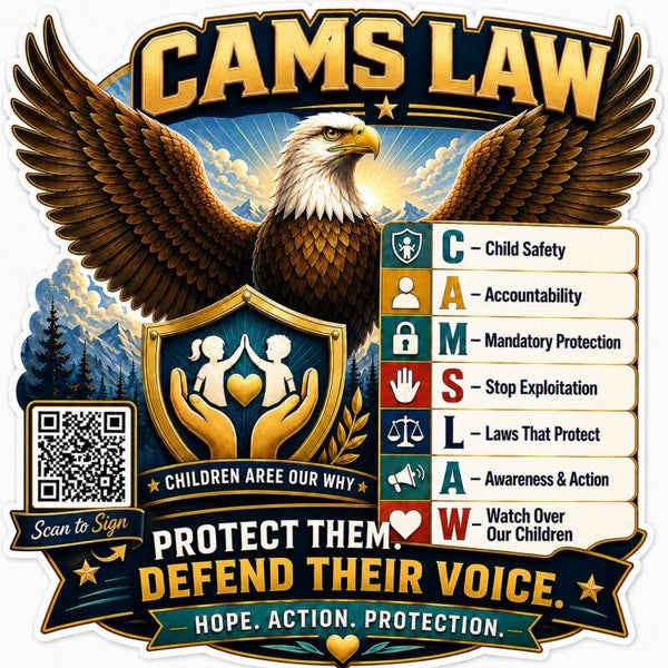 Cams Law Eagle Car Sticker – Protect Them, Defend Their Voice
