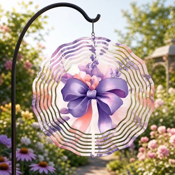 Purple Bow Floral 8" Wind Spinner