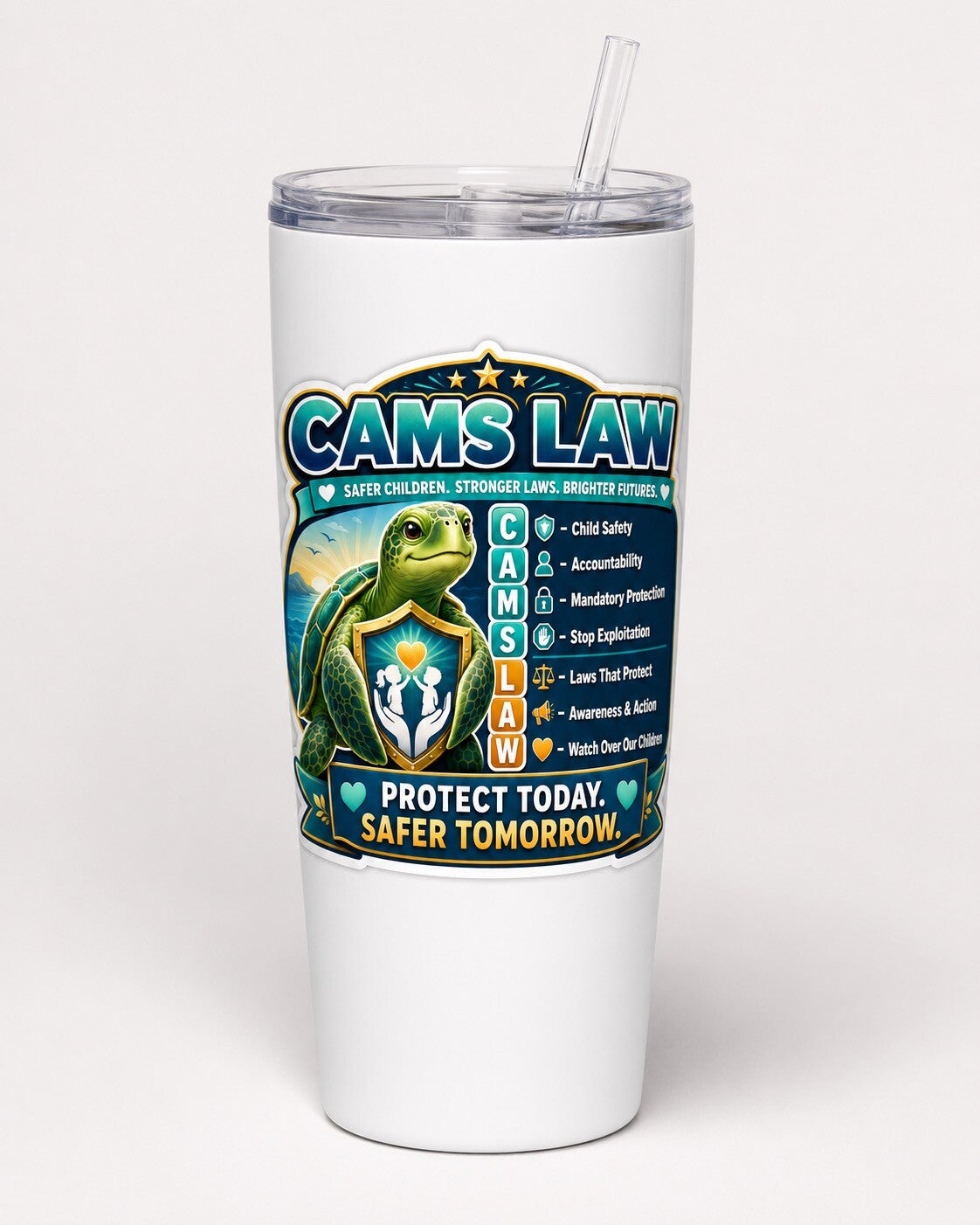 Cams Law Turtle Tumbler – Protect Today, Safer Tomorrow
