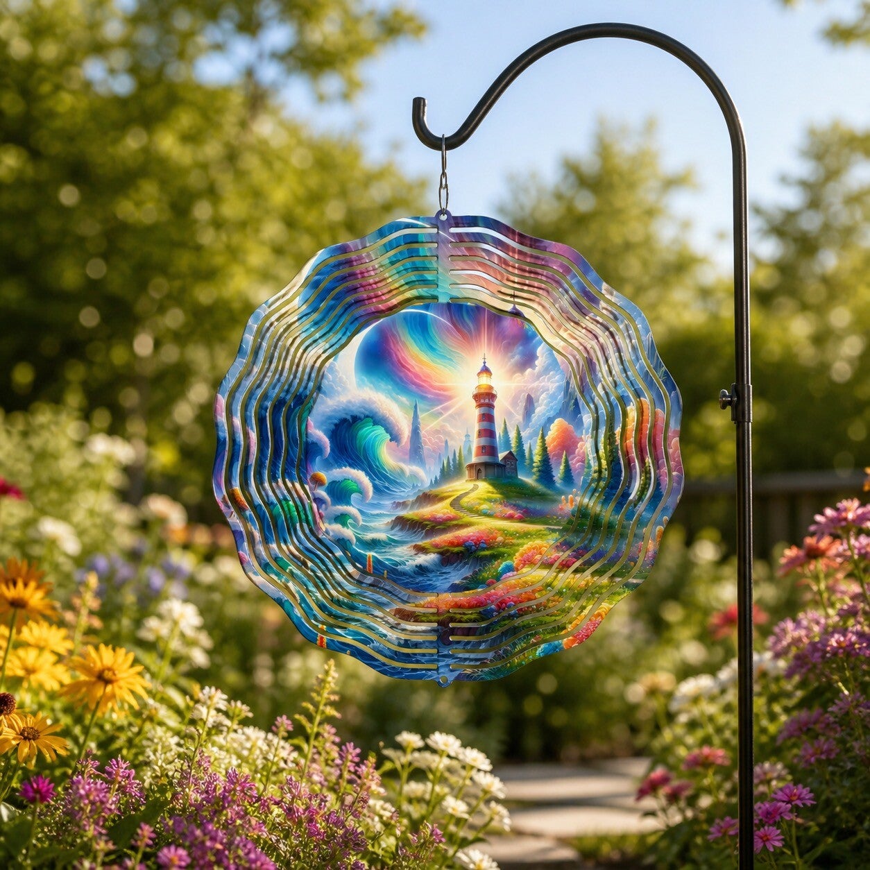 Colorful Lighthouse 8" Wind Spinner