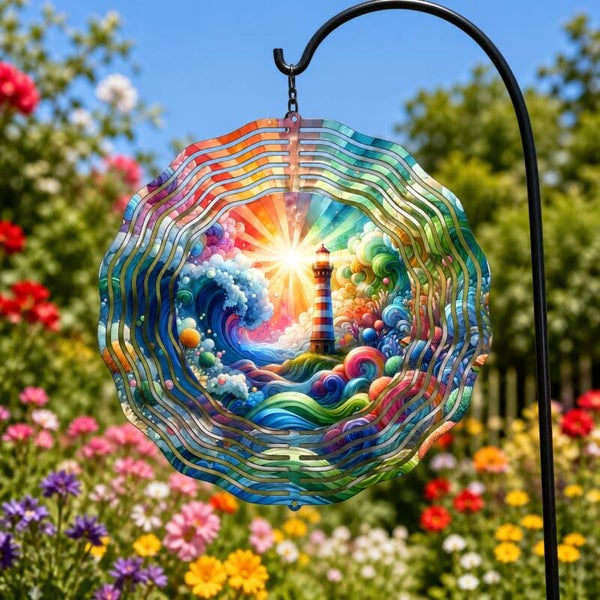Colorful Lighthouse 8" Wind Spinner